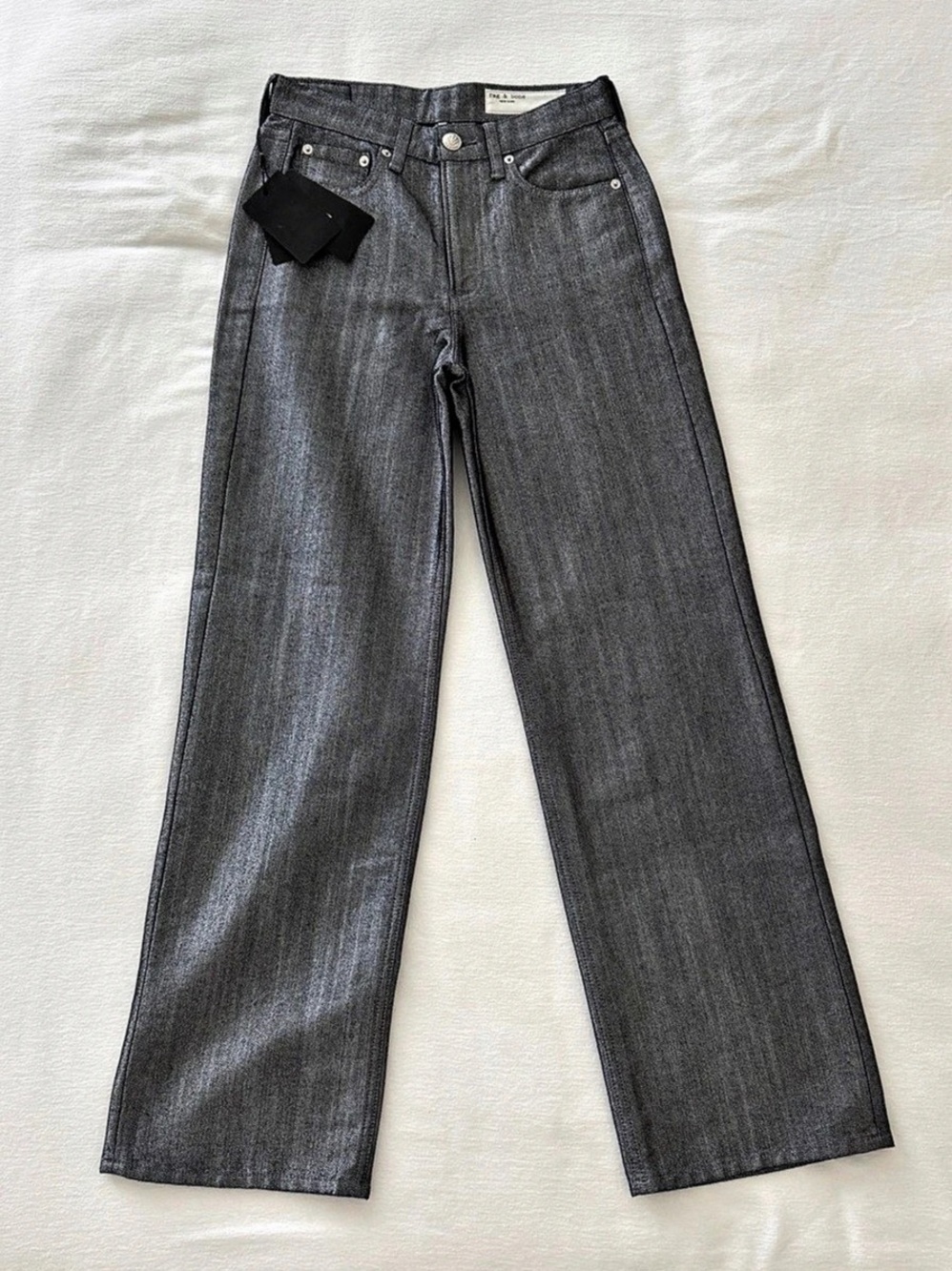 Rag & Bone Logan Coated Wide Leg Jeans in Indgo Lurex